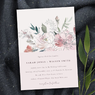 Invitation Elégant Mariage floral de couleur rousse