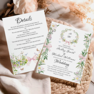 Invitation Elégant Mariage floral de courge de Bohême