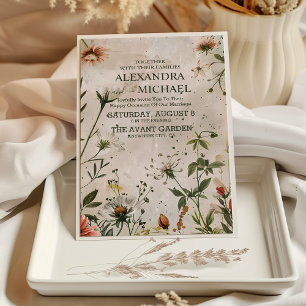 Invitation Élégant Mariage floral de la chute de bois moderne