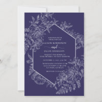 Élégant Mariage floral géométrique violet blanc