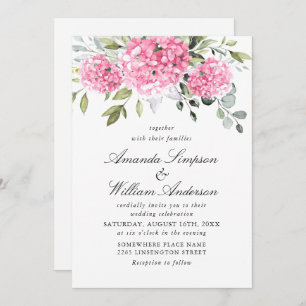 Invitation Élégant Mariage Floral Hydrangea Rose tout en un