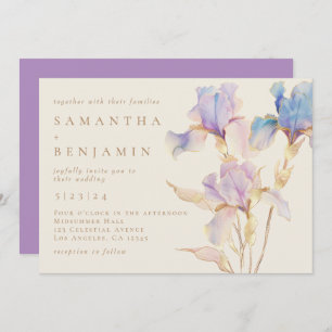 Invitation Élégant Mariage Floral Iris tout-en-un