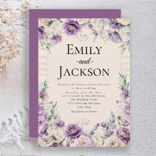 Invitation Élégant mariage floral lavande violet