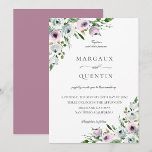 Invitation Élégant Mariage floral Mauve