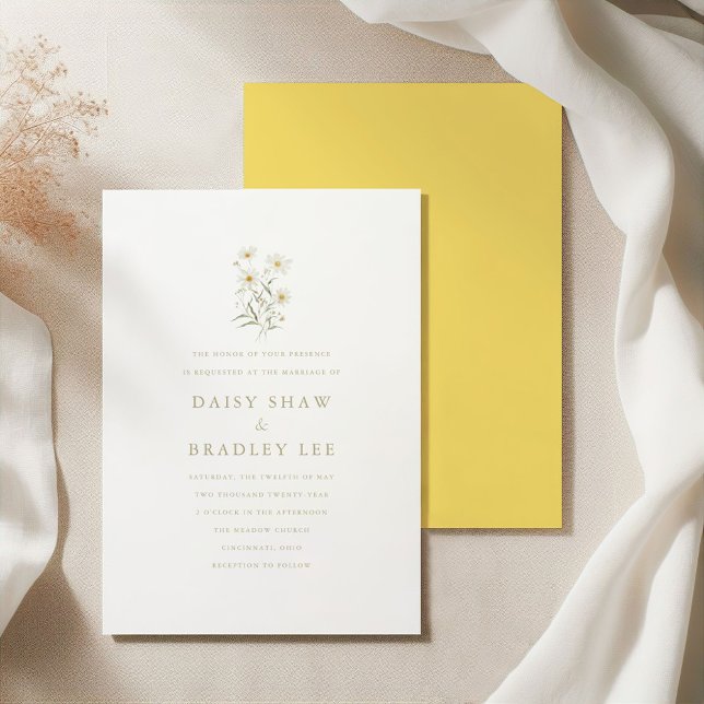 Invitation Élégant Mariage floral minimal de marguerite (Créateur téléchargé)