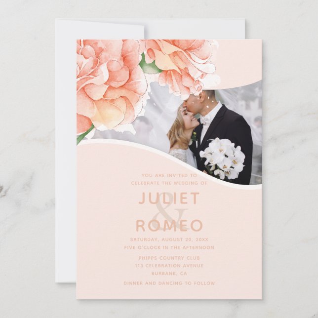 Invitation Élégant Mariage floral moderne (Devant)