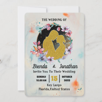 Invitation Elégant Mariage floral neutre