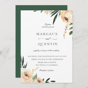 Invitation Elégant Mariage floral neutre