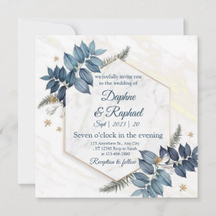 Invitation Elégant Mariage floral neutre   Gold F