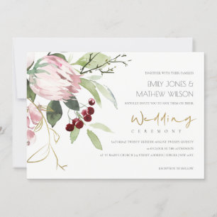 INVITATION ÉLÉGANT MARIAGE FLORAL ROSE BURGUNDA BURGUNDY