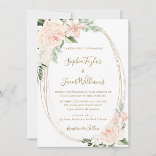 Invitation Élégant Mariage floral rose pâle