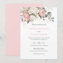 Élégant Mariage Floral Rose Pâle et Verdure