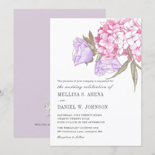 Invitation Élégant Mariage floral rose pourpre