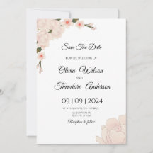 Élégant Mariage Floral Rose Romantique Enregistrer