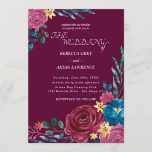 Invitation Élégant Mariage floral rustique