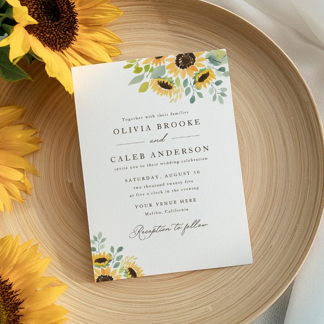 Invitation Élégant Mariage floral rustique tournesol (Créateur téléchargé)