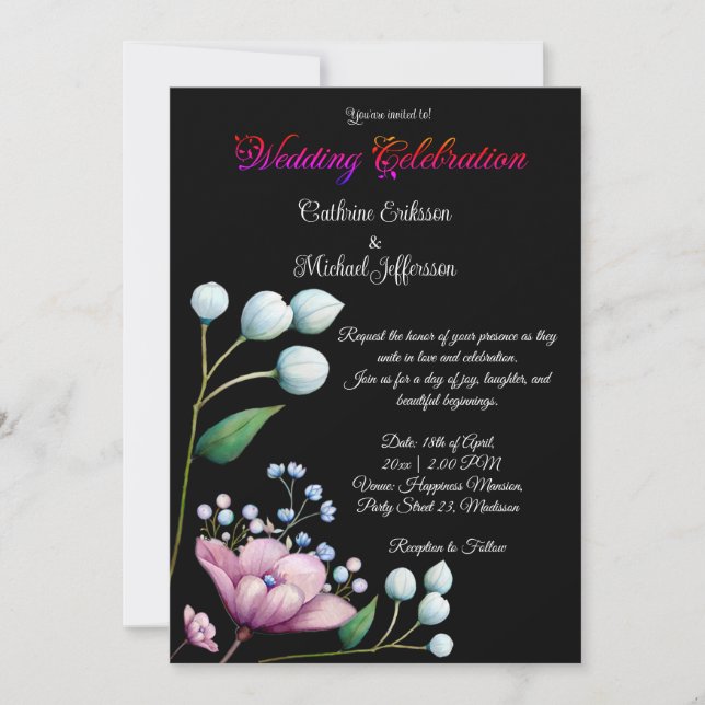 Invitation Élégant Mariage Floral Soft Botanical Romance (Devant)