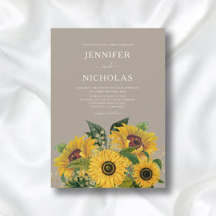 Invitation Élégant Mariage floral Taupe