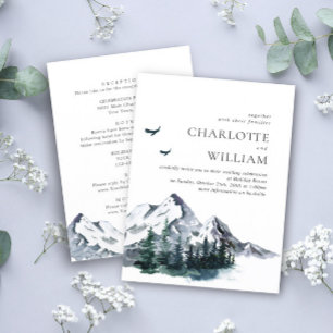 Invitation Élégant Mariage forestier des montagnes tout en un