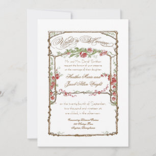 Invitation Élégant Mariage Formal Rose Floral Trellis