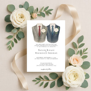 Invitation Elégant Mariage gay deux pièces en costume
