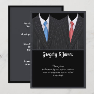 Invitation Elégant Mariage gay en costume et Cravate