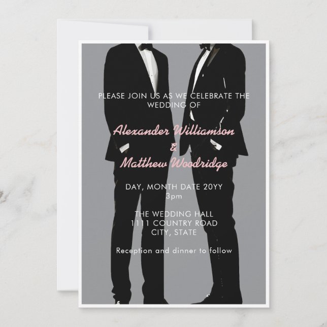 Invitation Elégant Mariage gay moderne (Devant)