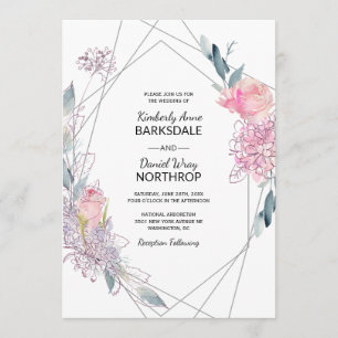 Invitation Elégant Mariage géométrique d'aquarelle