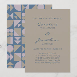 Invitation Élégant Mariage géométrique moderne Dusty bleu Tau