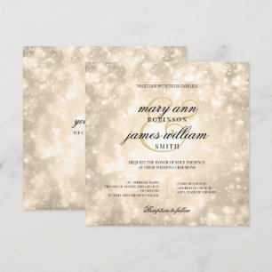 Invitation Elégant mariage Gold Champagne Bokeh