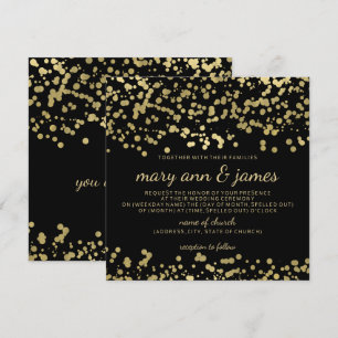 Invitation Elégant mariage Gold Foil Confetti