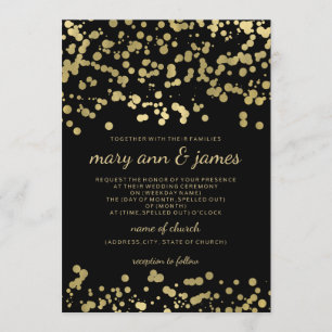 Invitation Elégant mariage Gold Foil Confetti
