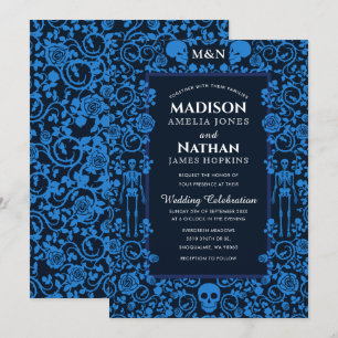 Invitation Élégant Mariage gothique victorien bleu
