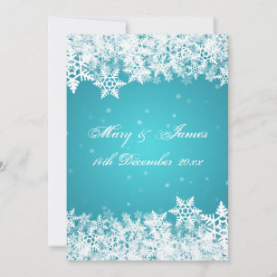 Invitation Élégant Mariage Hiver Flammes de neige Bleu
