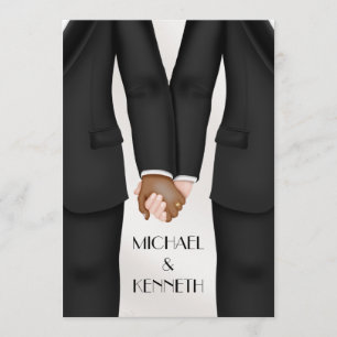 Invitation Élégant Mariage homosexuel tenant la main Ethnique