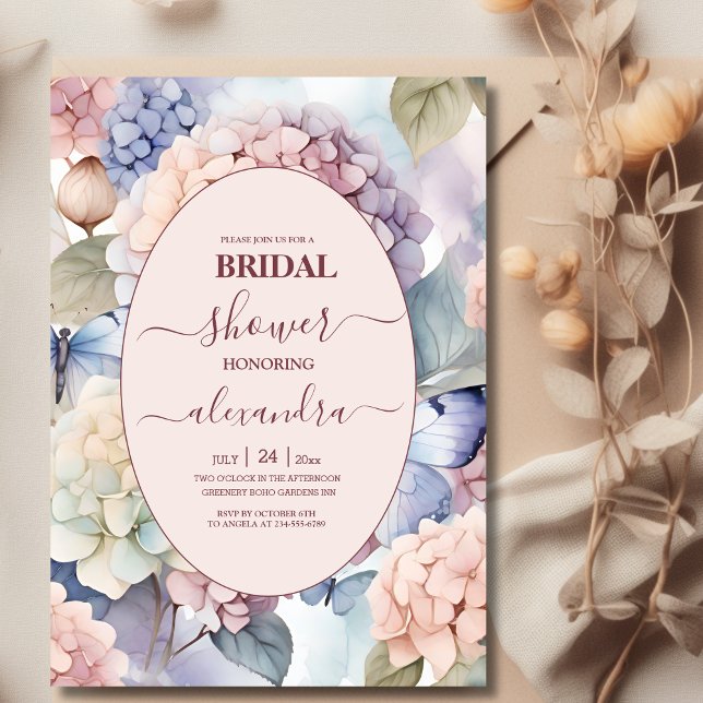 Invitation Élégant Mariage Hydrangea (Créateur téléchargé)