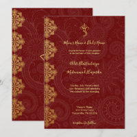 Élégant Mariage indien Gold & Red Ganesha