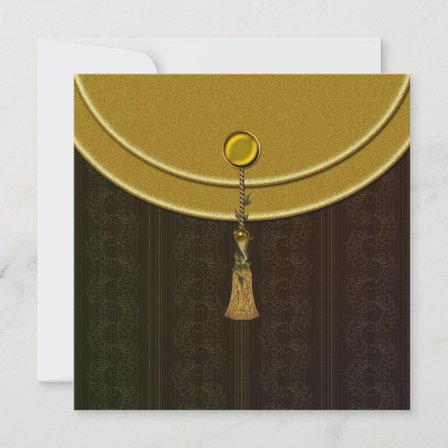 Invitation Élégant Mariage indien Gold Tassel (Devant)