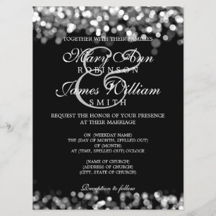 Invitation Elégant Mariage Lumières Argent