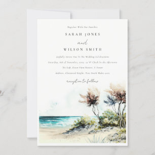 Invitation Elégant Mariage marin de la plage de Palm Plage Du