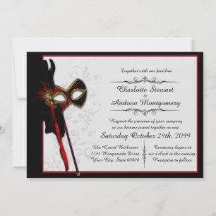 Invitation Élégant Mariage Masquerade
