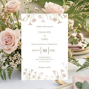 Invitation Élégant Mariage Minimaliste aux Fleurs Sauvages Ro