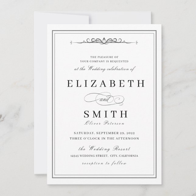 Invitation Élégant Mariage minimaliste d'affaires (Devant)