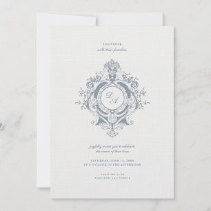 Invitation Élégant Mariage minimaliste de crête baroque