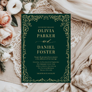 Invitation Élégant Mariage minimaliste Emerald Green