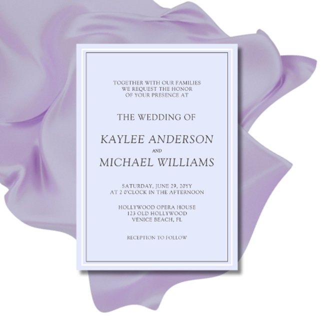 Invitation Élégant Mariage minimaliste Lavande (Créateur téléchargé)
