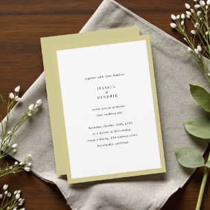 Invitation Élégant Mariage Minimaliste Moderne Vert Citron