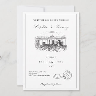 Invitation Élégant Mariage minimaliste noir et blanc
