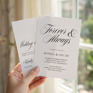Invitation Élégant Mariage Minimaliste Script Forever & Alway