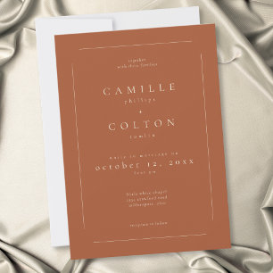 Invitation Élégant Mariage Moderne Minimaliste Terracotta Rou